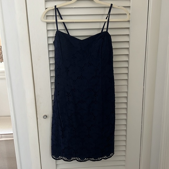 Lilly Pulitzer McCallum Navy Eyelet Tie Back Dress - Picture 3 of 9